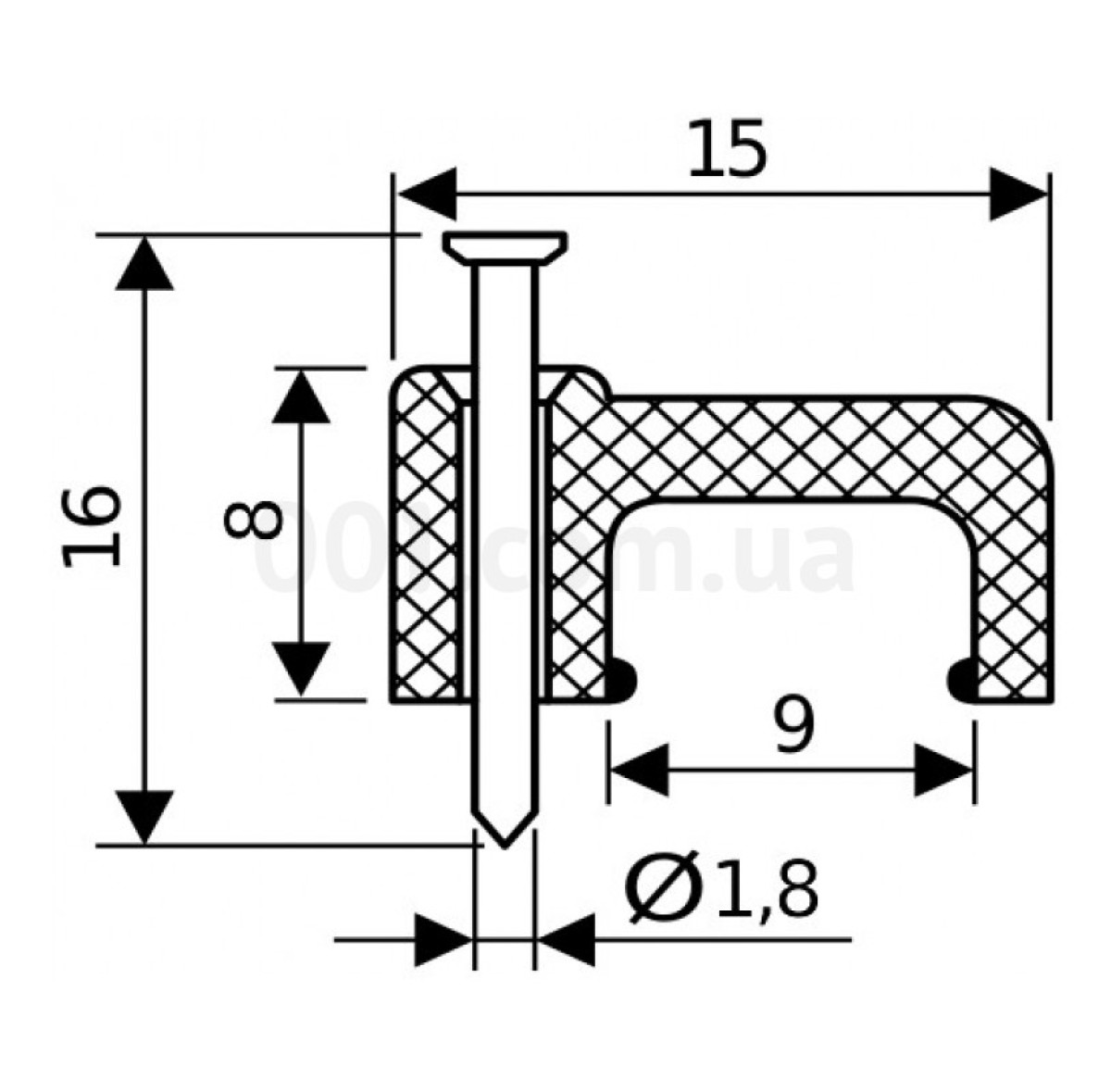 Скоба кабельна з цвяхом 9 мм плоска (упаковка 100 шт.), АСКО-УКРЕМ 98_96.jpg - фото 2