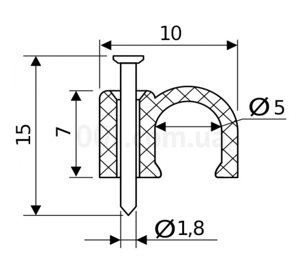 Скоба кабельна з цвяхом 5 мм кругла (упаковка 100 шт.), АСКО-УКРЕМ 98_88.jpg - фото 2