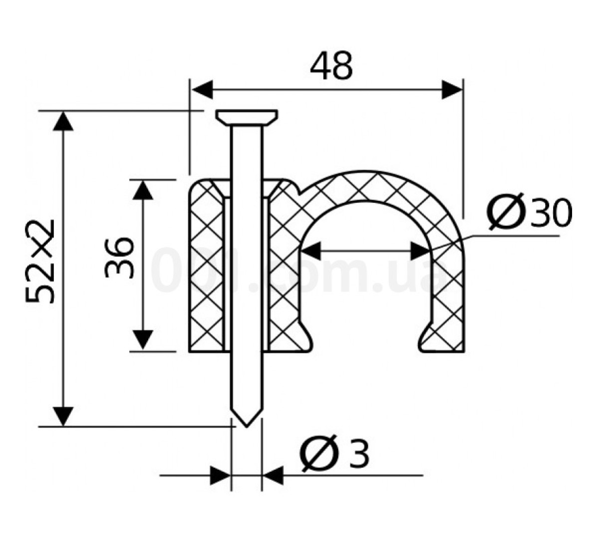 Скоба кабельна з цвяхом 30 мм кругла (упаковка 20 шт.), АСКО-УКРЕМ 98_88.jpg - фото 2