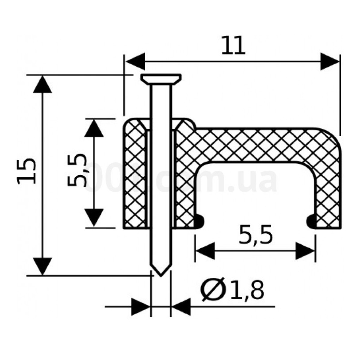 Скоба кабельна з цвяхом 6 мм плоска (упаковка 100 шт.), АСКО-УКРЕМ 98_96.jpg - фото 2