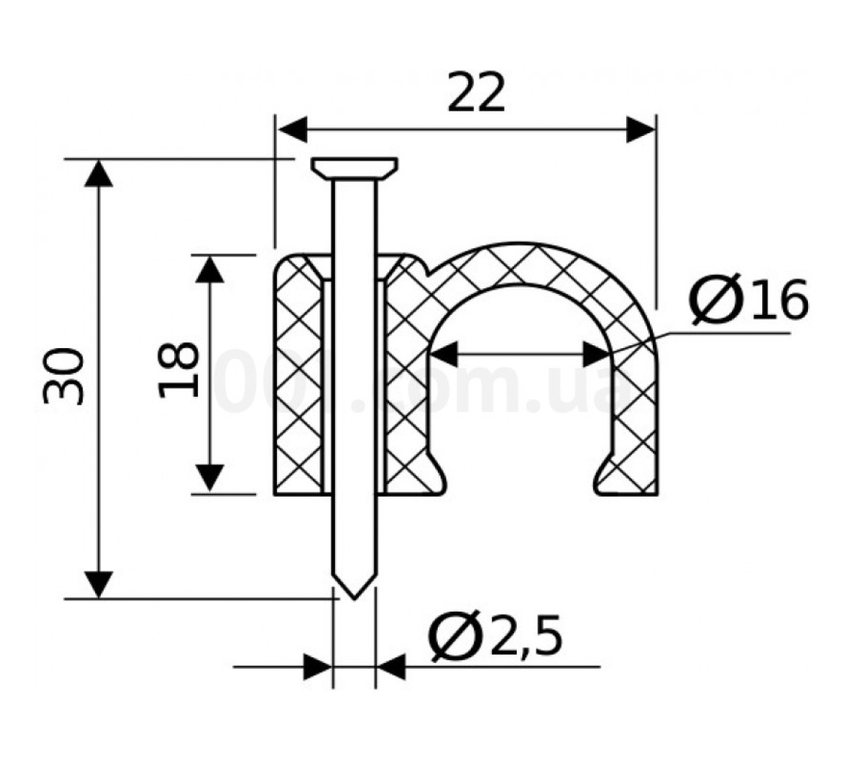 Скоба кабельна з цвяхом 16 мм кругла (упаковка 100 шт.), АСКО-УКРЕМ 98_88.jpg - фото 2