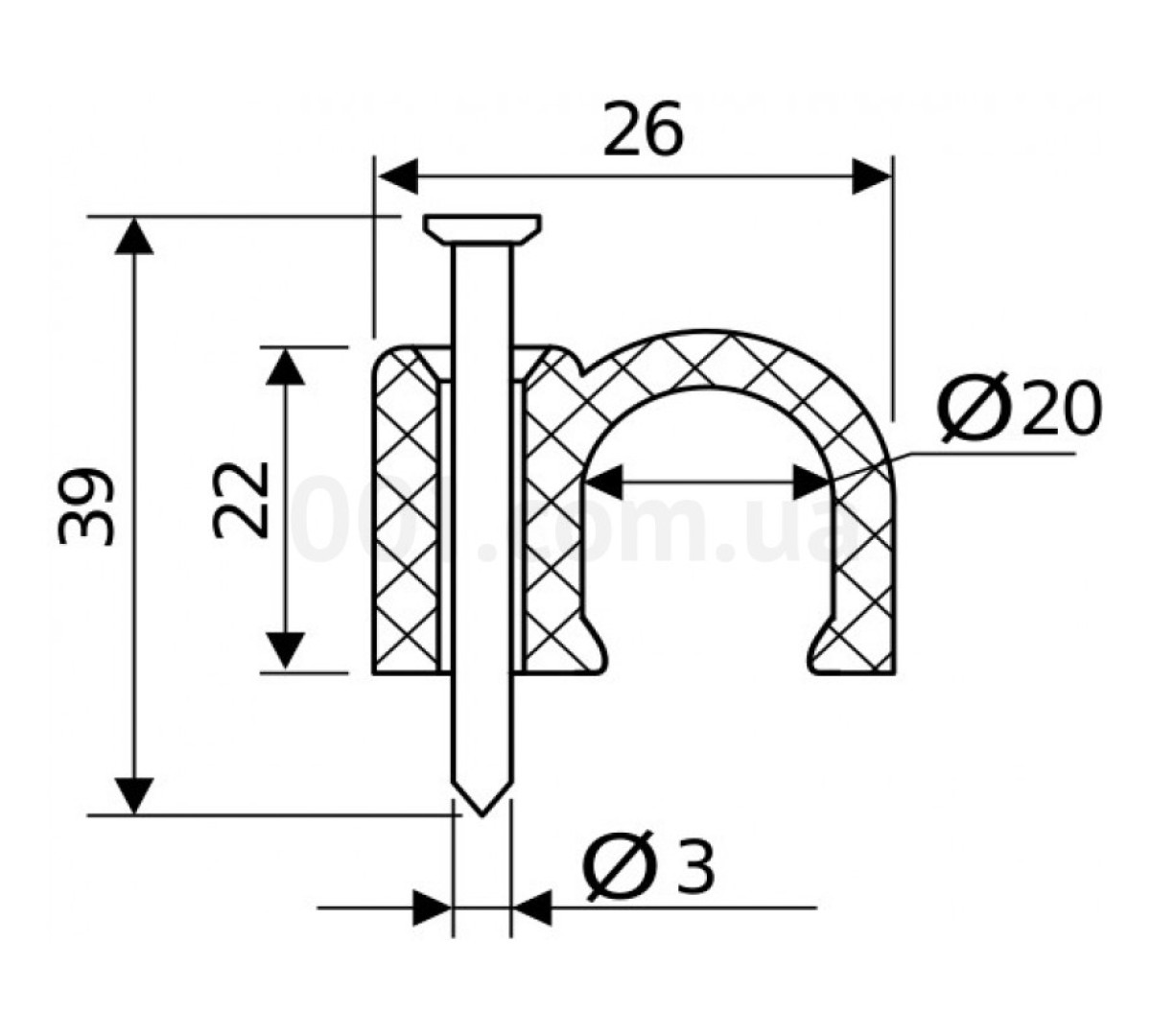 Скоба кабельна з цвяхом 20 мм кругла (упаковка 50 шт.), АСКО-УКРЕМ 98_88.jpg - фото 2