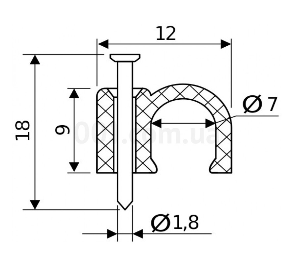 Скоба кабельна з цвяхом 7 мм кругла (упаковка 100 шт.), АСКО-УКРЕМ 98_88.jpg - фото 2
