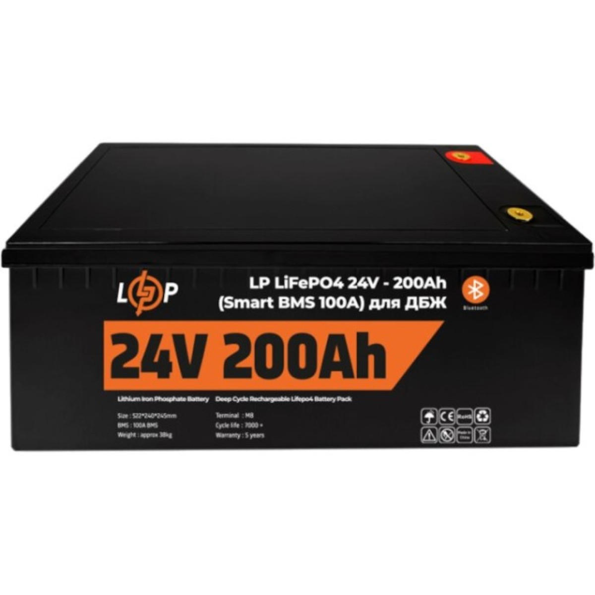 Аккумулятор LP LiFePO4 для ИБП 24V (25,6V) - 200 Ah (5120Wh) (Smart BMS 100А) с BT пластик 256_256.jpg