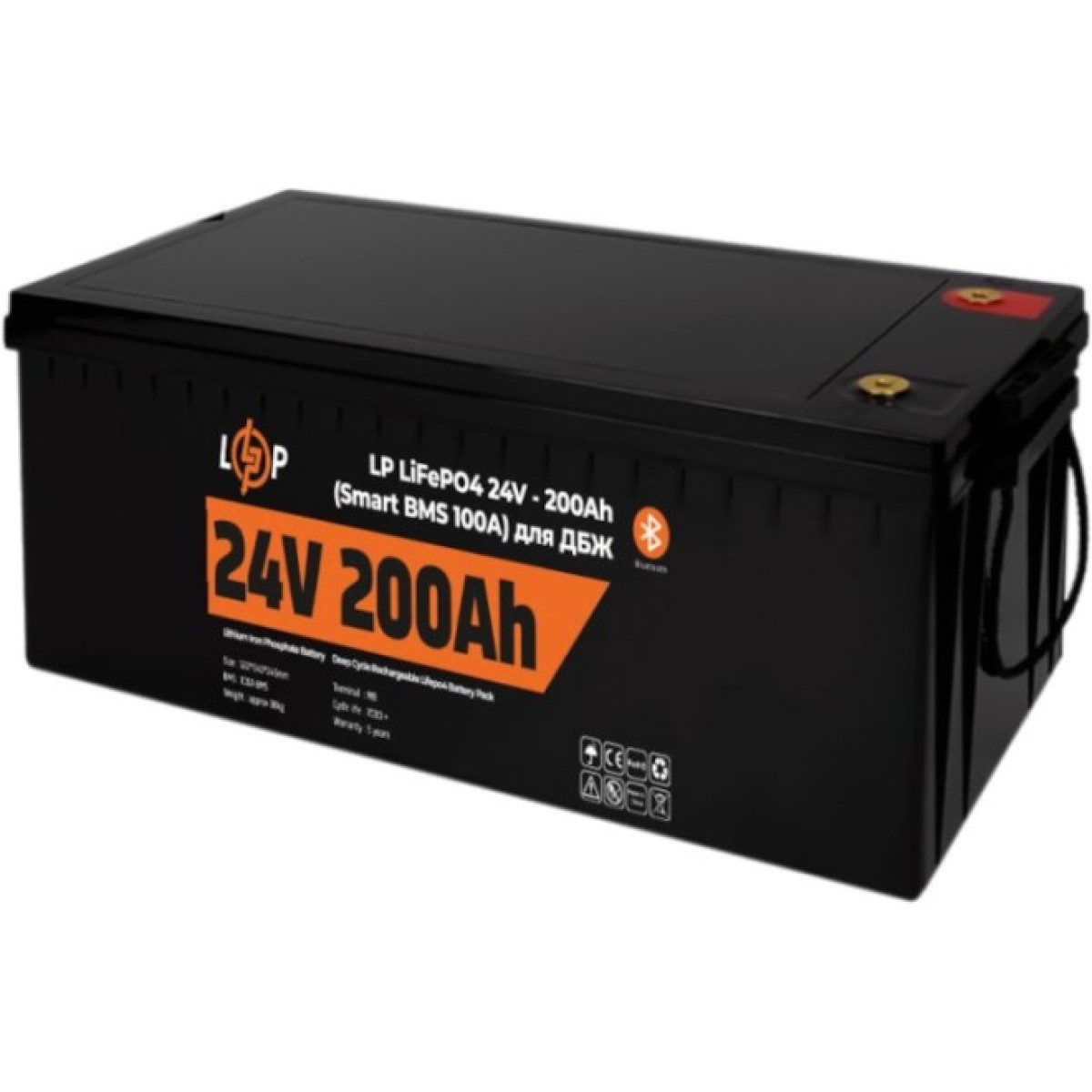 Акумулятор LP LiFePO4 для ДБЖ 24V (25,6V) - 200 Ah (5120Wh) (Smart BMS 100А) с BT пластик 98_98.jpg - фото 2