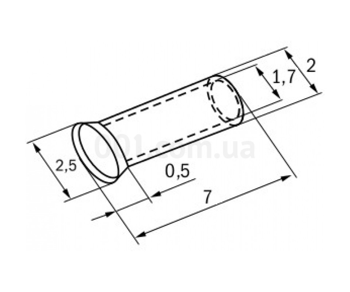 Накінечник-гільза НГ 1,5-7 без ізоляції 1,5 мм² (упаковка 20 шт.), IEK 98_82.jpg - фото 2