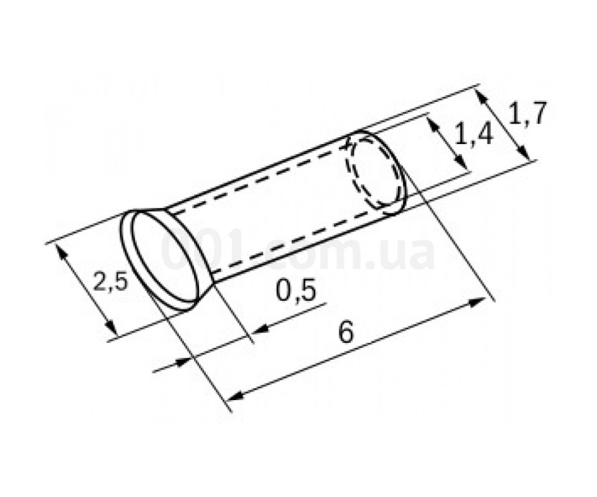 Накінечник-гільза НГ 1,0-6 без ізоляції 1,0 мм² (упаковка 20 шт.), IEK 98_82.jpg - фото 2