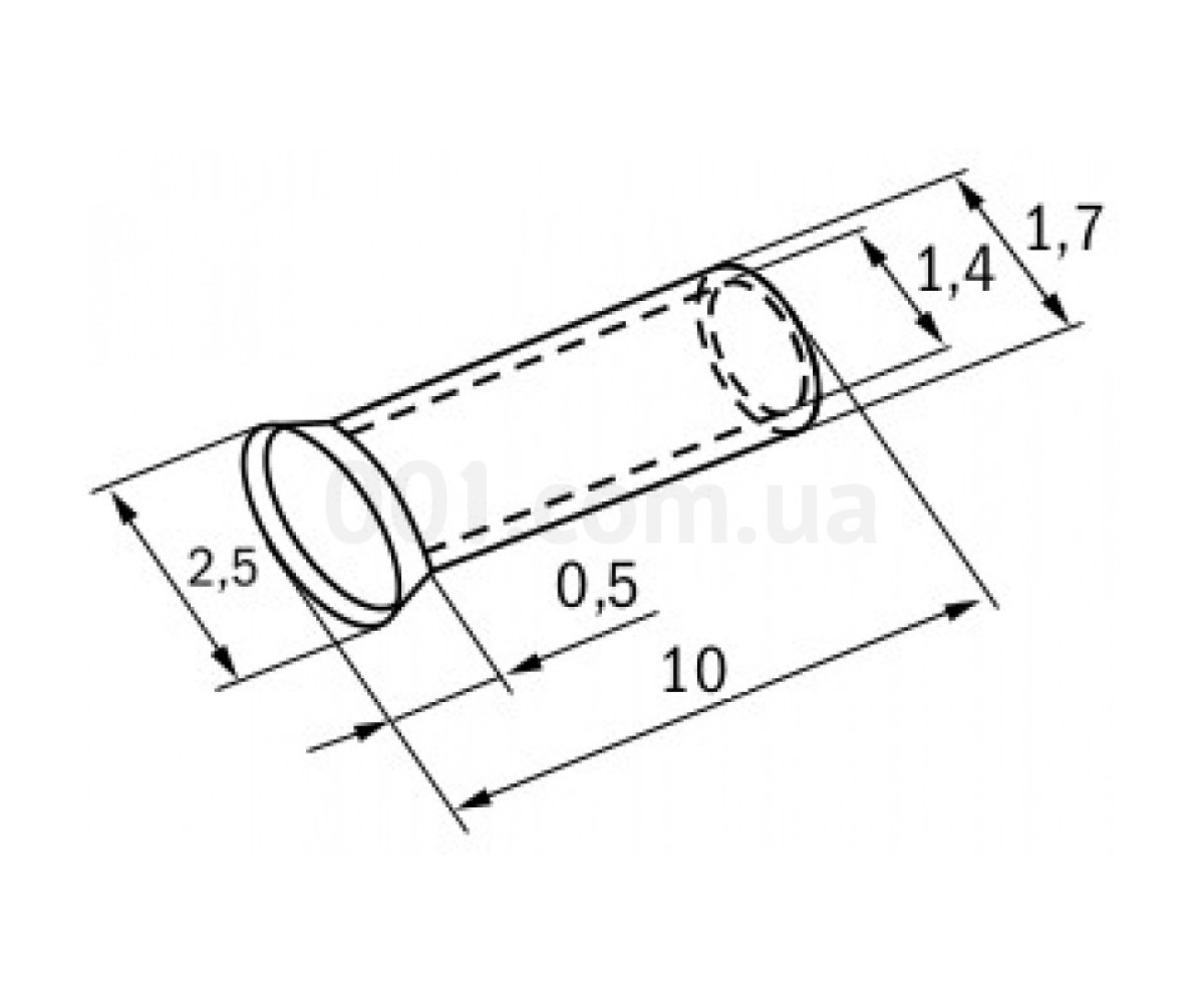 Накінечник-гільза НГ 1,0-10 без ізоляції 1,0 мм² (упаковка 500 шт.), IEK 98_82.jpg - фото 2