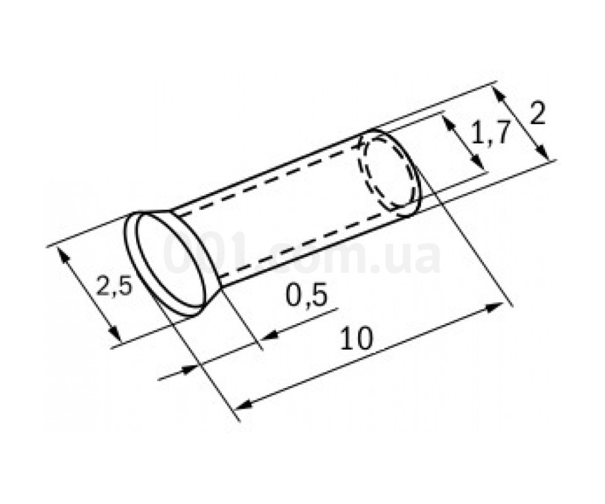 Накінечник-гільза НГ 1,5-10 без ізоляції 1,5 мм² (упаковка 20 шт.), IEK 98_82.jpg - фото 2