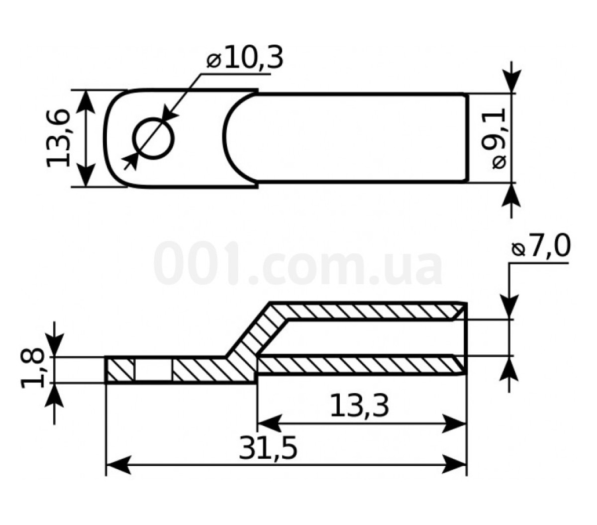 Наконечник SC-25-10 медный луженный кабельный под пайку, АСКО-УКРЕМ 98_86.jpg - фото 2