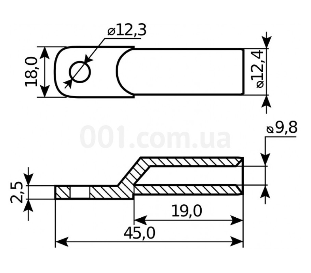 Наконечник SC-50-12 медный луженный кабельный под пайку, АСКО-УКРЕМ 98_86.jpg - фото 2