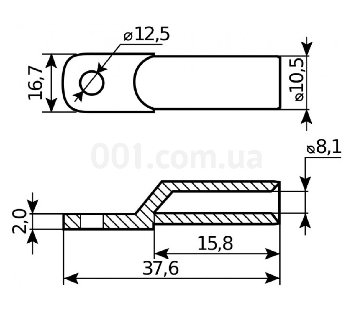 Наконечник SC-35-12 медный луженный кабельный под пайку, АСКО-УКРЕМ 98_86.jpg - фото 2