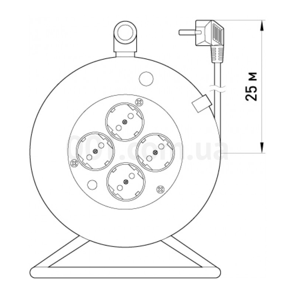 Удлинитель барабанного типа на 4 гнезда 25 м (3×1,5 мм²) с заземлением, защитой от перегрузки и защитными шторками e.es.roll.4.25.z.b, E.NEXT 98_98.jpg - фото 2