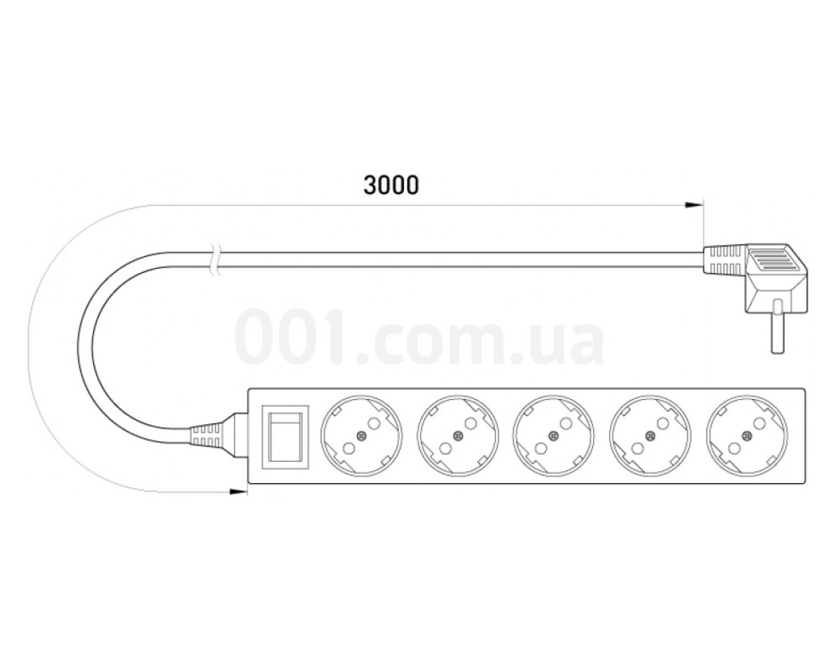 Удлинитель на 5 гнезд 3 м с заземлением, выключателем и защитными шторками e.es.5.3.z.s.b, E.NEXT 98_78.jpg - фото 2