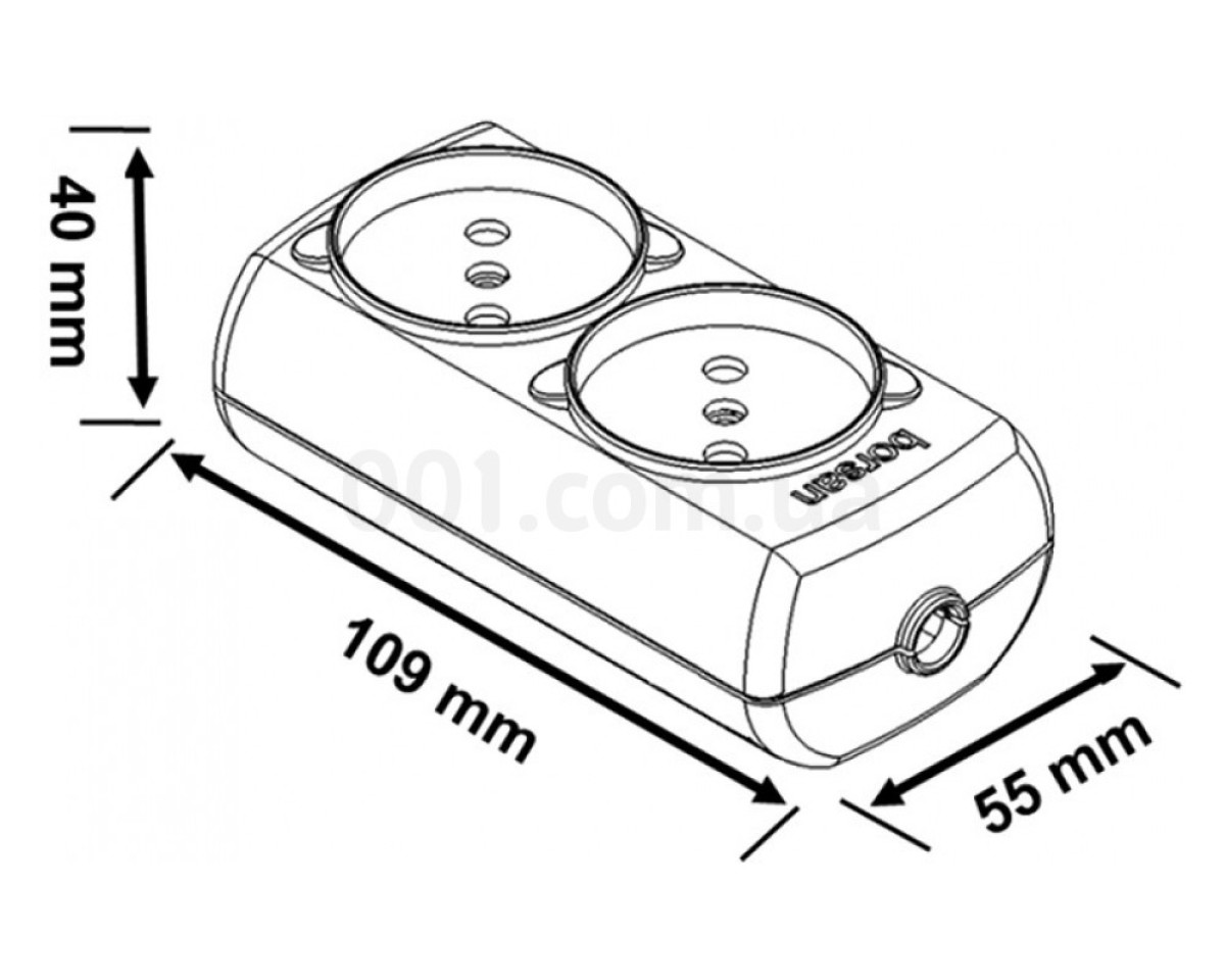 Колодка на 2 гнезда с заземлением BR-1552-0, Borsan (Турция) 98_78.jpg - фото 2