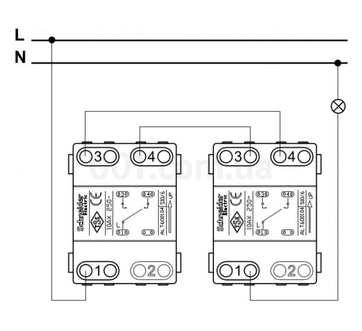 Выключатель 1-клавишный проходной (переключатель) белый EPH0400121 серия Asfora, Schneider Electric 98_90.jpg - фото 3