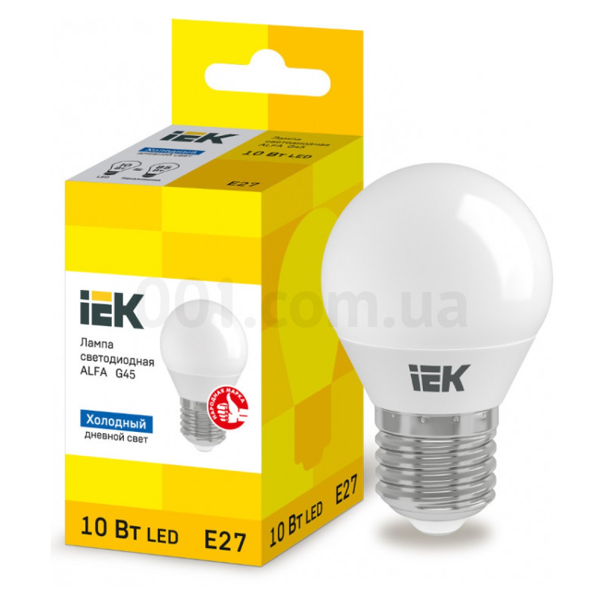 Светодиодная лампа LED ALFA G45 (шар) 10 Вт 230В 6500К E27, IEK 98_98.jpg - фото 1