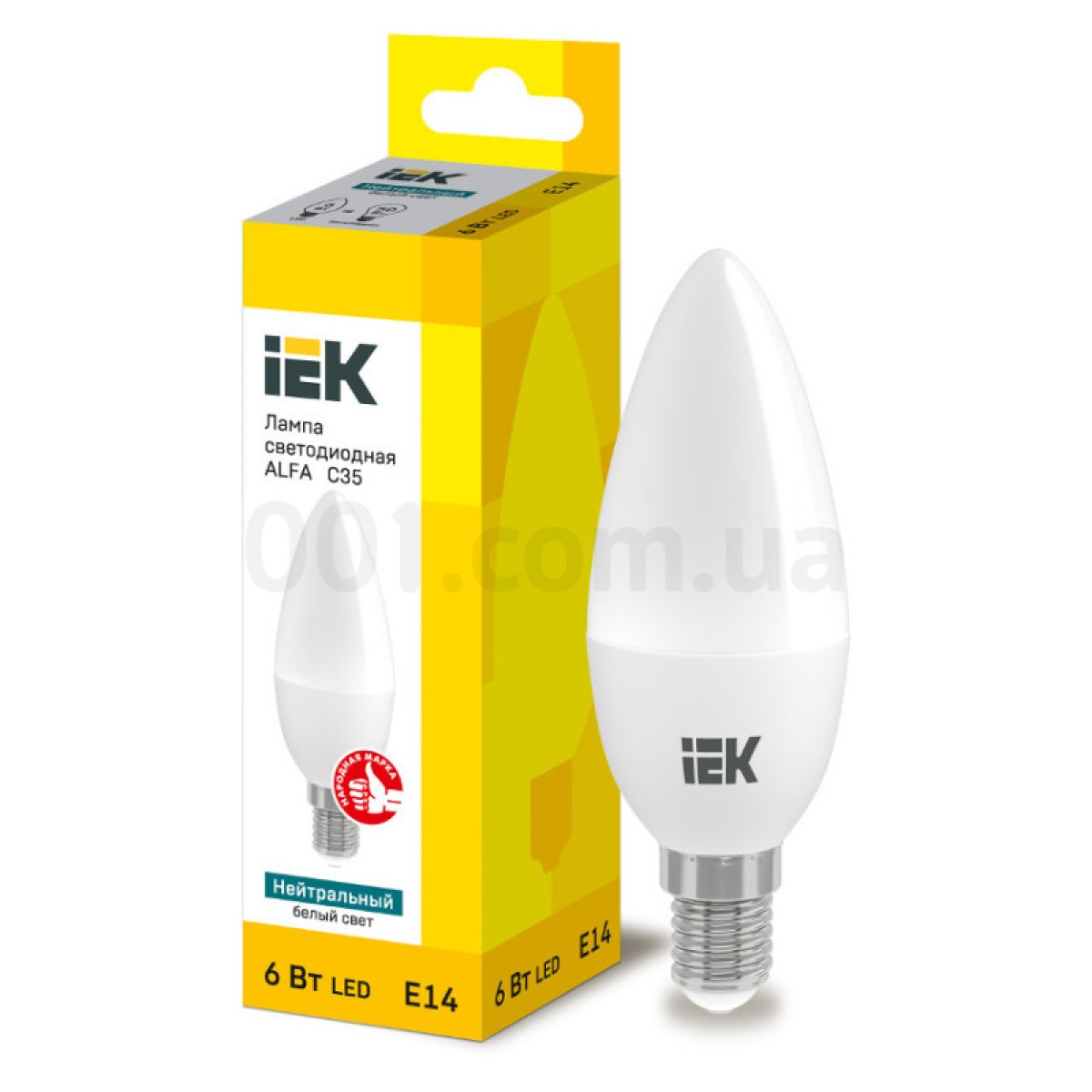 Світлодіодна лампа LED ALFA C35 (свічка) 6 Вт 230В 4000К E14, IEK 98_98.jpg - фото 1