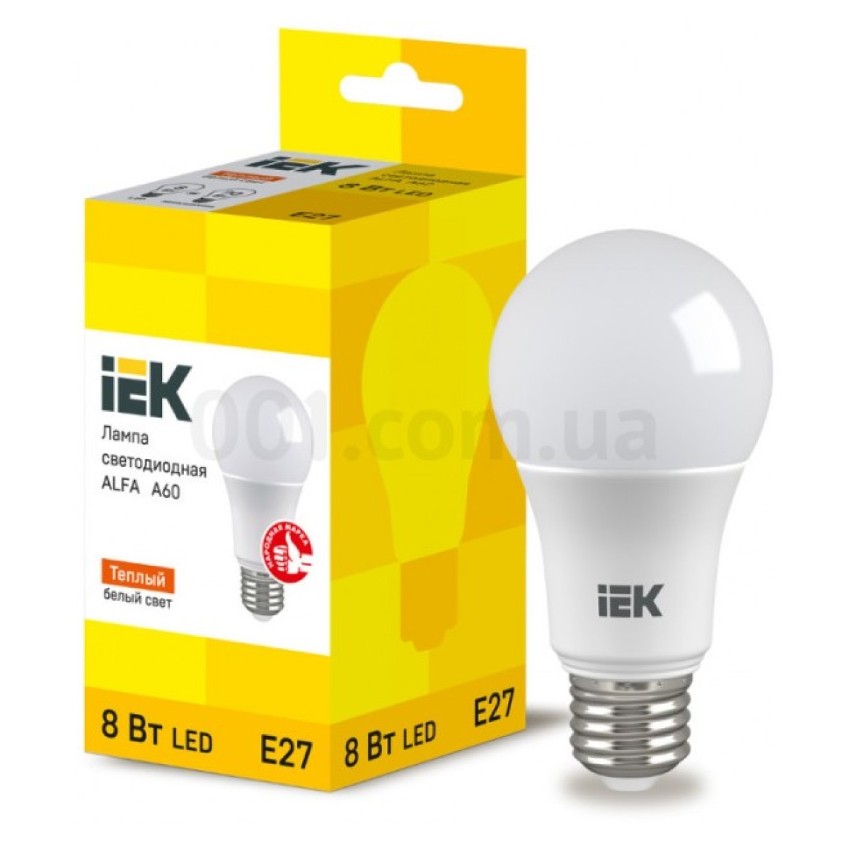 Светодиодная лампа LED ALFA A60 (груша) 8 Вт 230В 3000К E27, IEK 98_98.jpg - фото 1