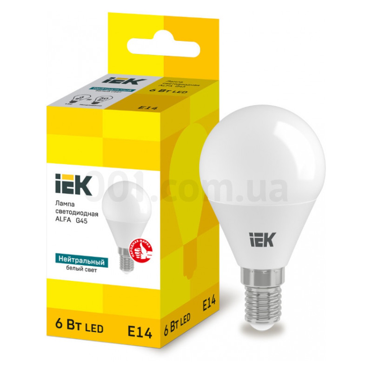 Світлодіодна лампа LED ALFA G45 (куля) 6 Вт 230В 4000К E14, IEK 98_98.jpg - фото 1