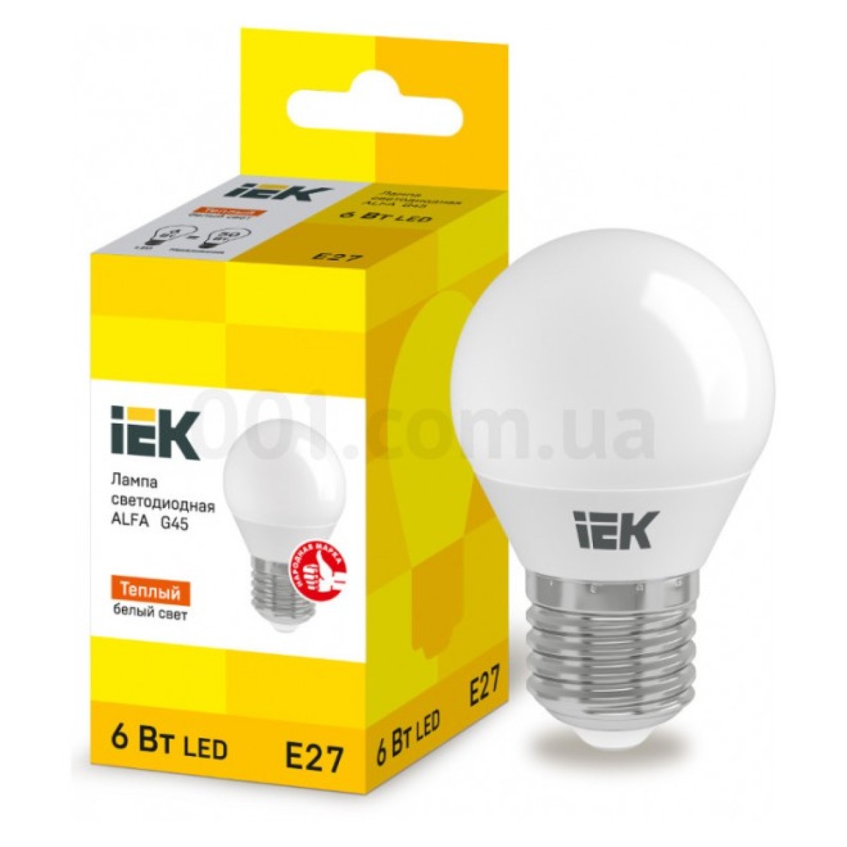 Світлодіодна лампа LED ALFA G45 (куля) 6 Вт 230В 3000К E27, IEK 256_256.jpg