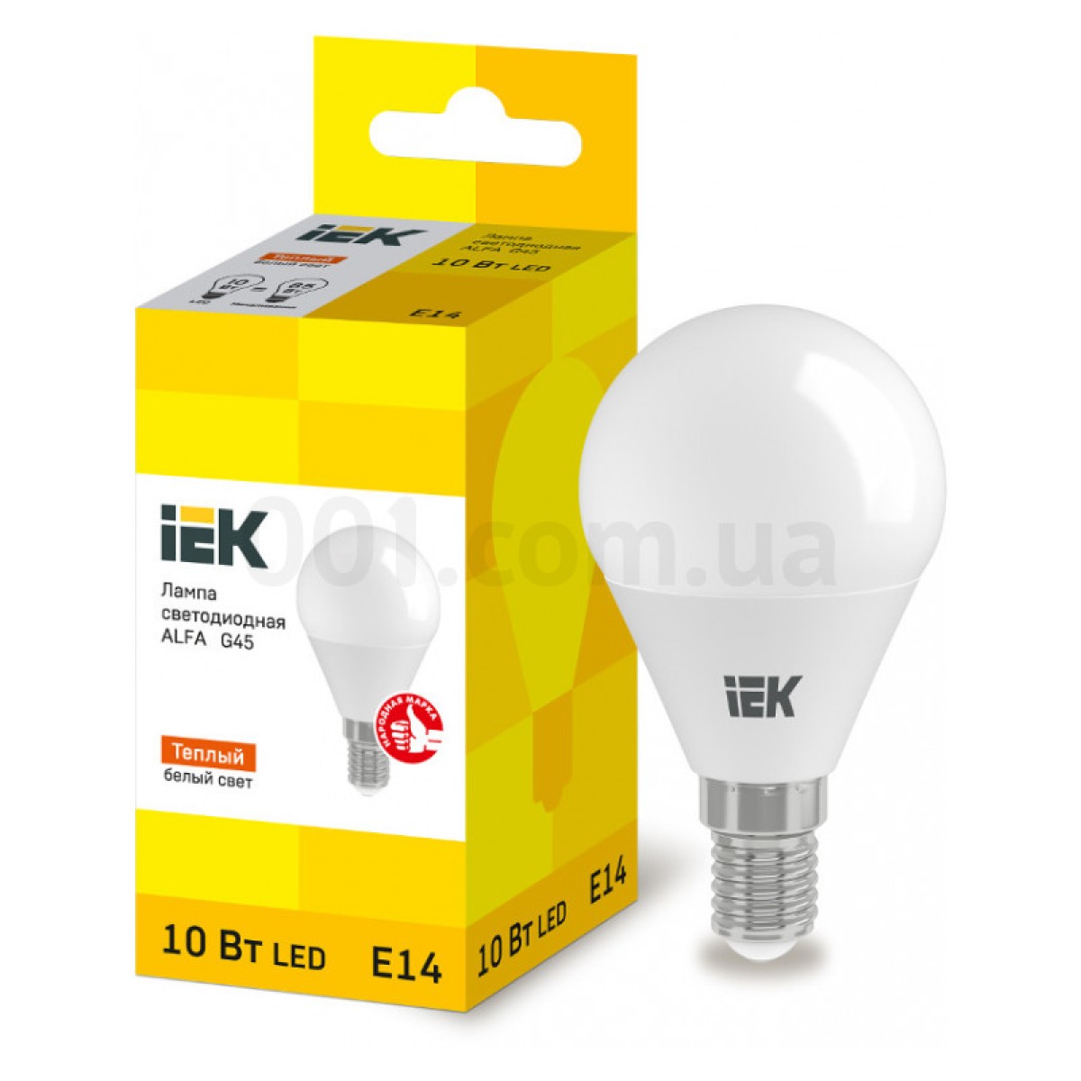 Світлодіодна лампа LED ALFA G45 (куля) 10 Вт 230В 3000К E14, IEK 256_256.jpg