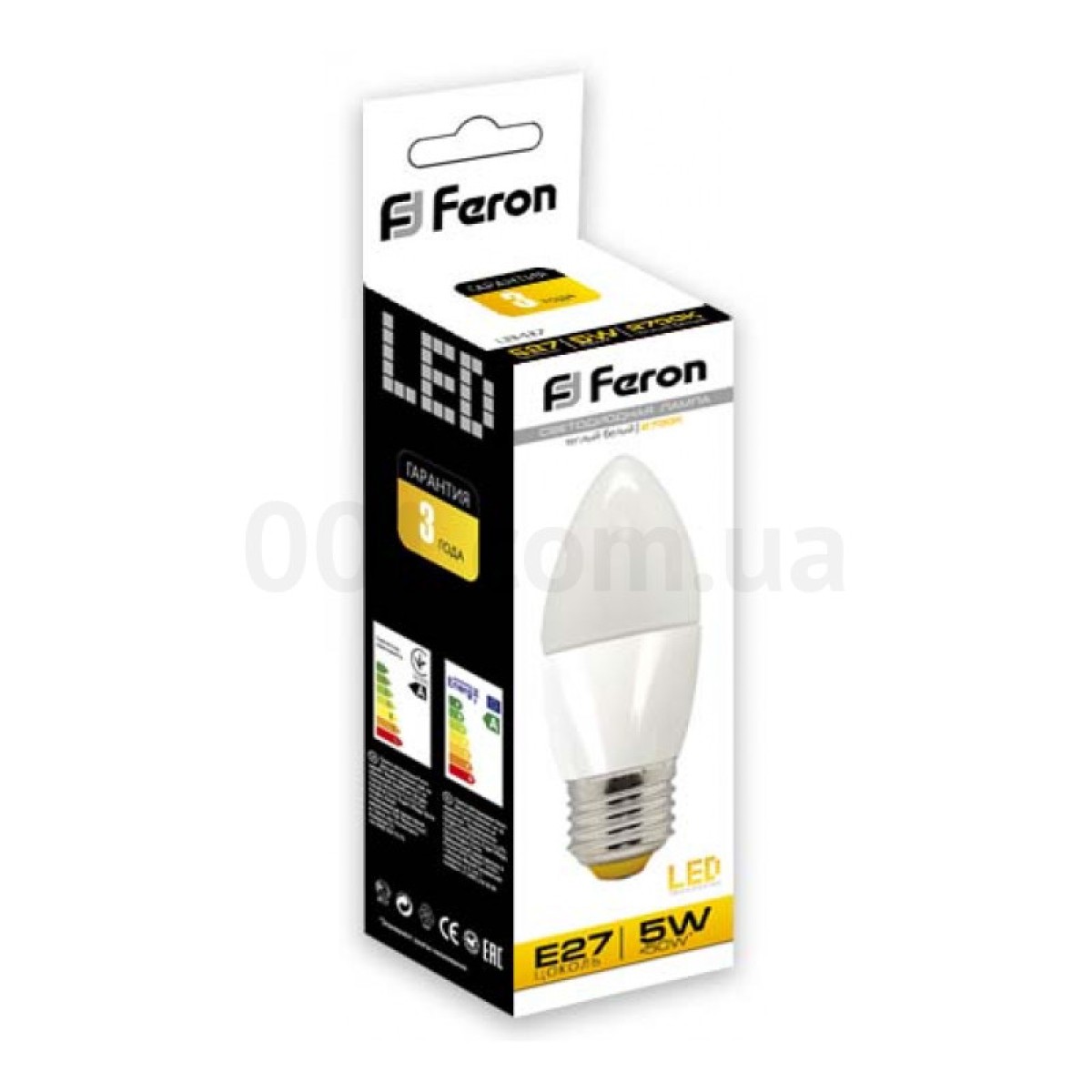 Світлодіодна лампа LB-97 C37 (свічка) 5Вт 2700K E27, Feron 98_98.jpg - фото 2