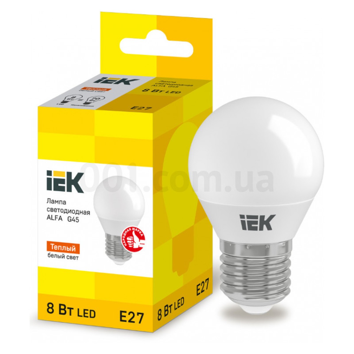 Світлодіодна лампа LED ALFA G45 (куля) 8 Вт 230В 3000К E27, IEK 256_256.jpg