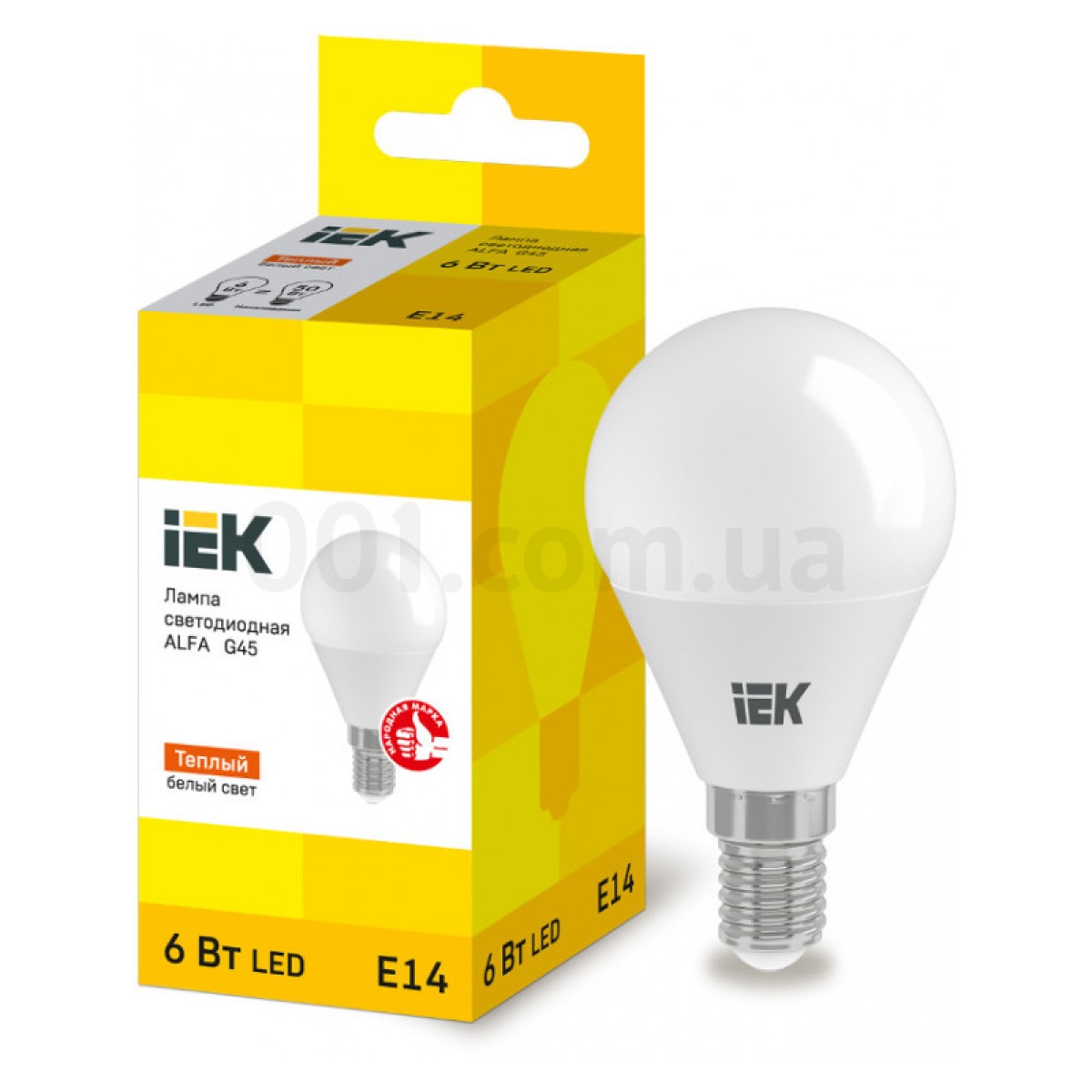 Світлодіодна лампа LED ALFA G45 (куля) 6 Вт 230В 3000К E14, IEK 256_256.jpg