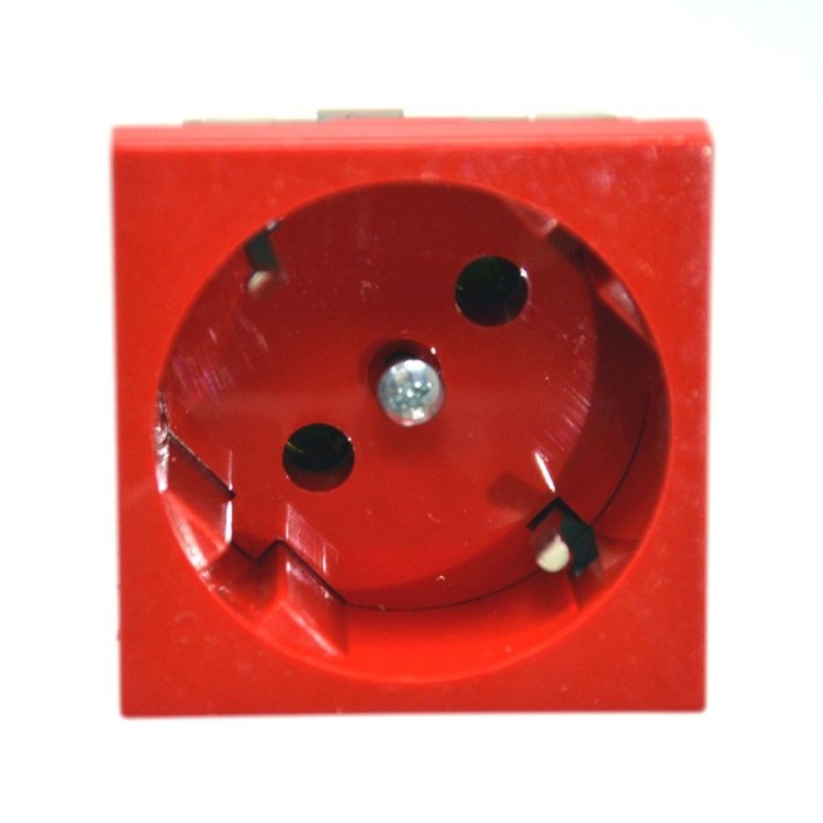 Розетка модульная 45х45 с заземлением, серия Quadro, красная 98_98.jpg - фото 1
