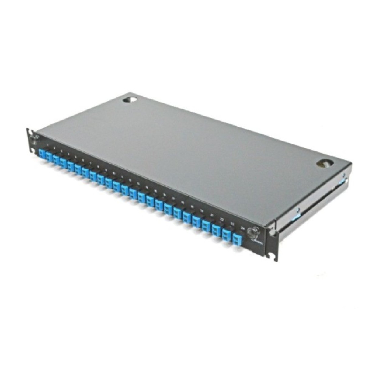 ВО патч-панель LAN1 с 24xLC Duplex адапт., 48 пигтейл., сплайс-кассетами, SM, OS2, выдвижная, 1U, черная, Corning 98_98.jpg - фото 1