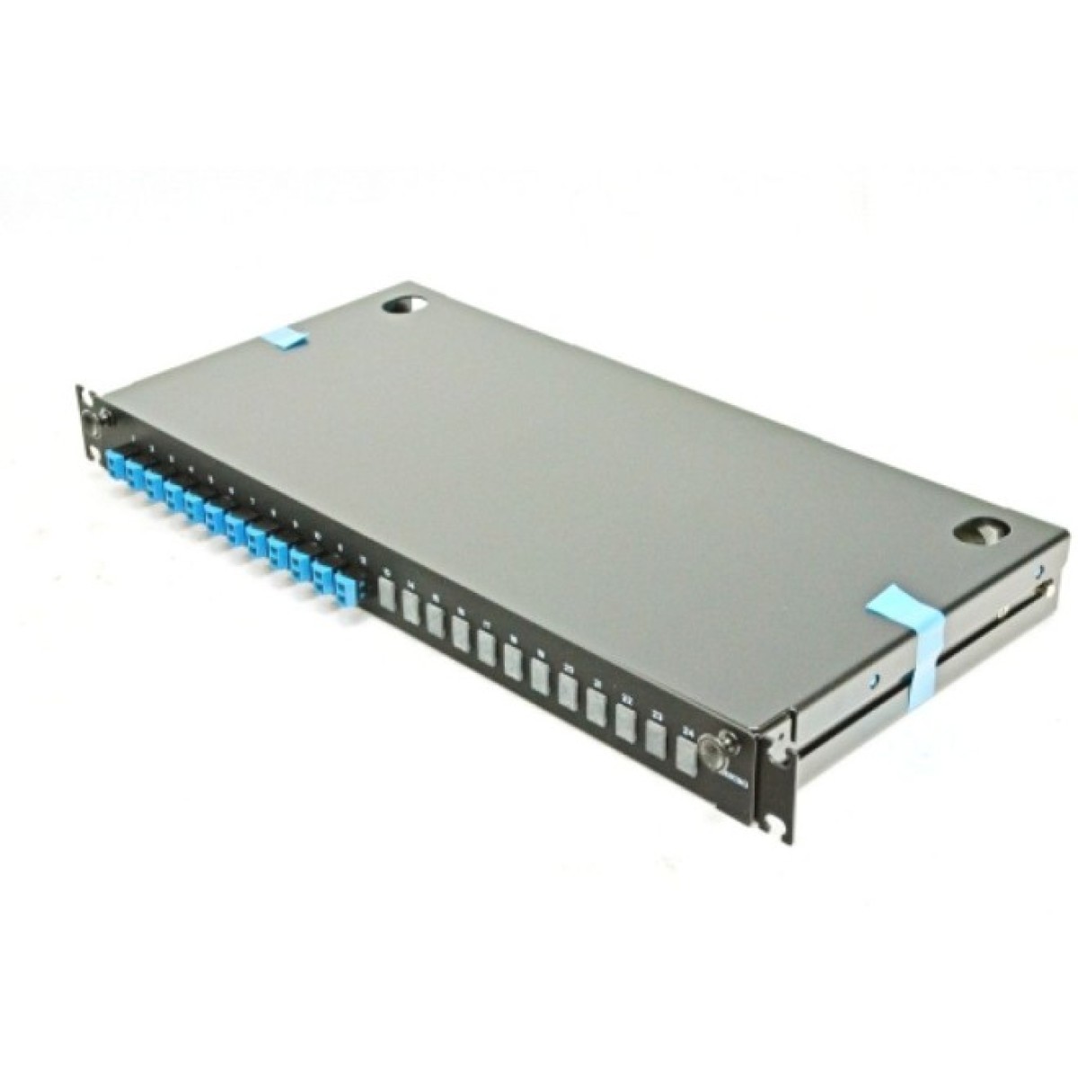 ВО патч-панель LAN1 с 12xLC Duplex адапт., 24 пигтейл., сплайс-кассетами, SM, OS2, выдвижная, 1U, черная, Corning 98_98.jpg - фото 1