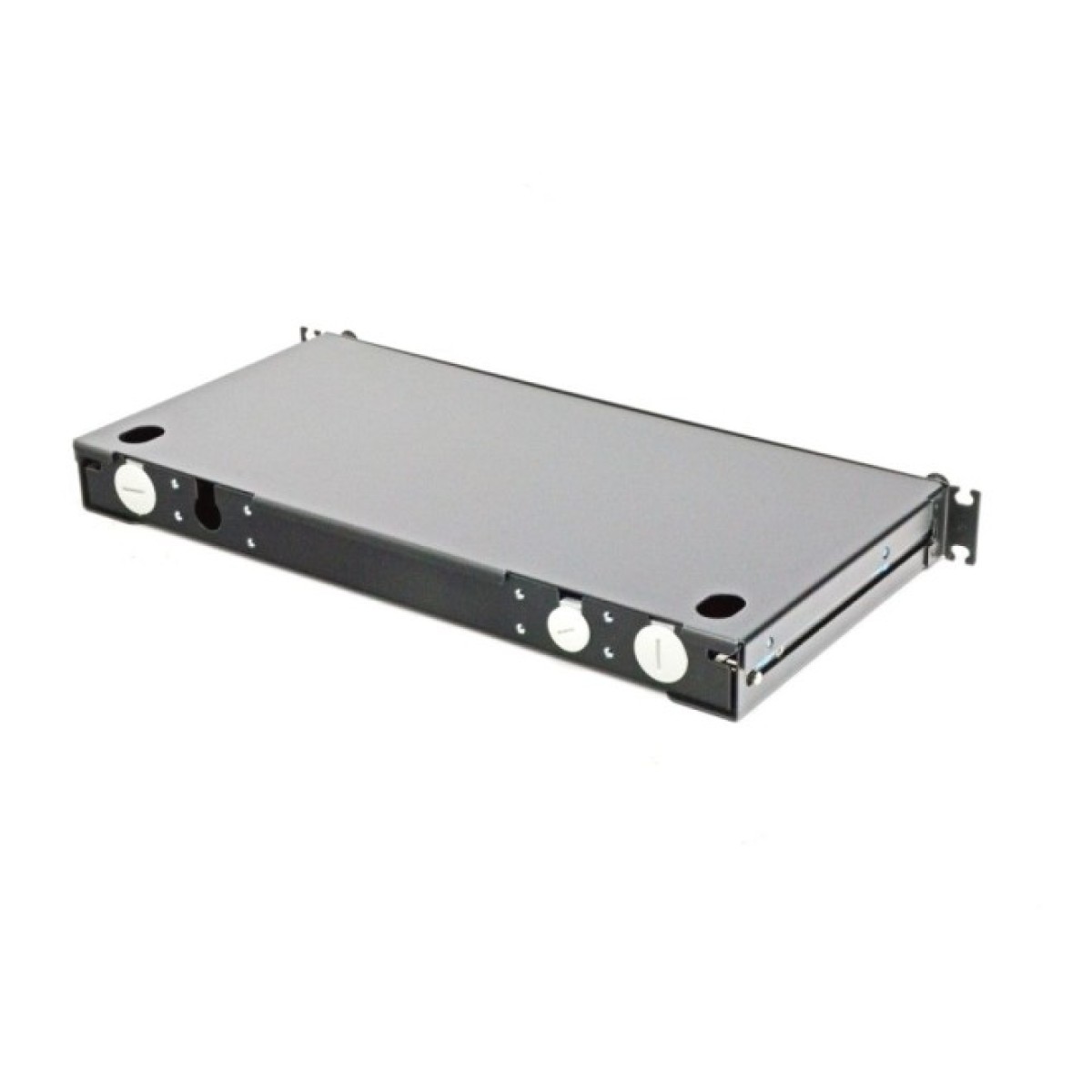 ВО патч-панель LAN1 с 12xLC Duplex адапт., 24 пигтейл., сплайс-кассетами, MM, OM3/OM4, 1U, выдвижная, черная, Corning 98_98.jpg - фото 2