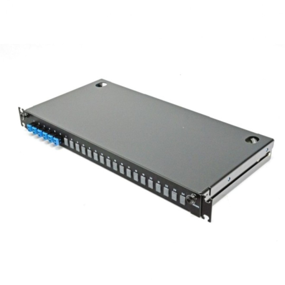 ВО патч-панель LAN1 з 6xLC Duplex адапт., 12 пігтейл., сплайс-касетою, SM, OS2, висувна, 1U, чорна, Corning 98_98.jpg - фото 1