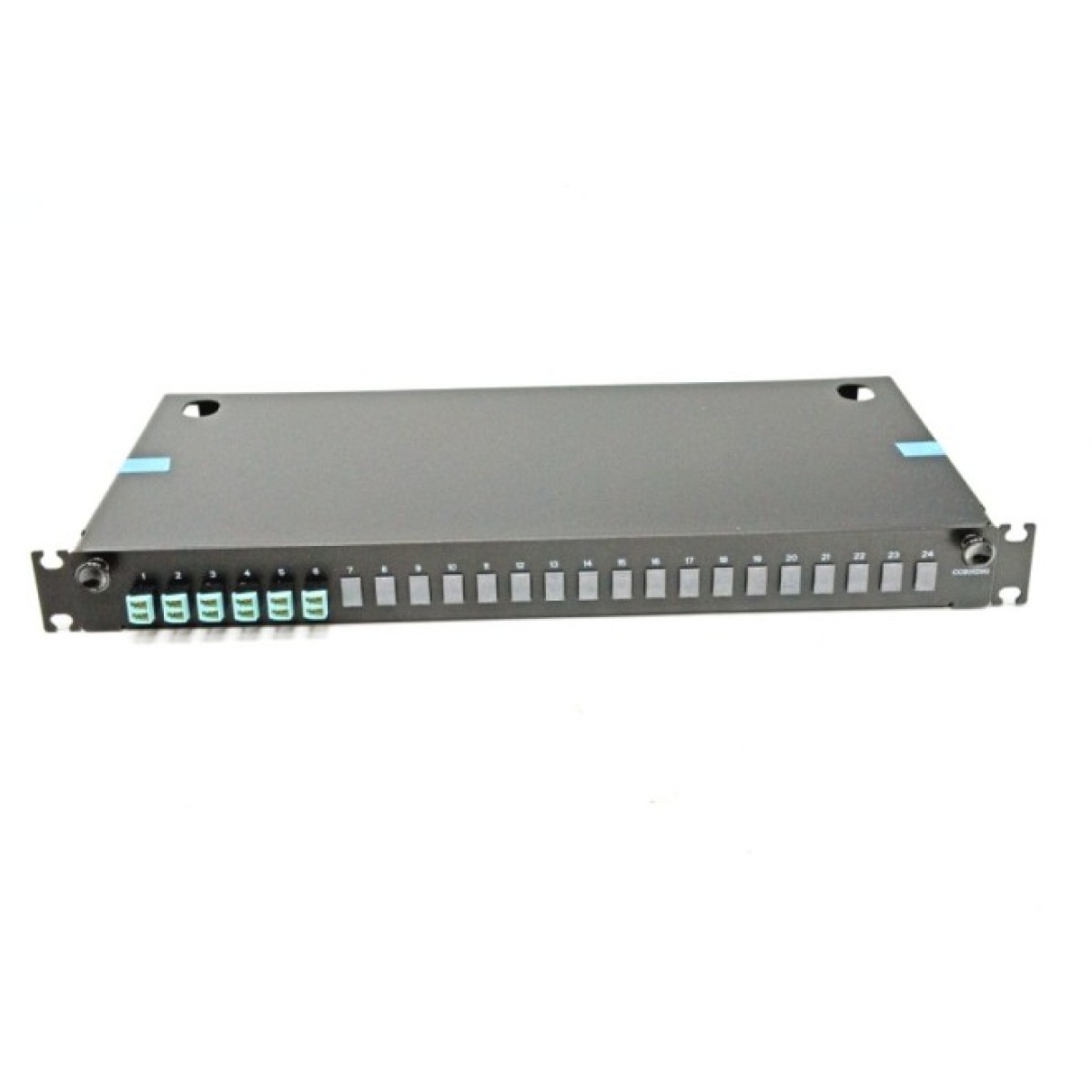 ВО патч-панель LAN1 з 6xLC Duplex адапт., 12 пігтейл., сплайс-касетою, MM, OM3/OM4, 1U, висувна, чорна, Corning 98_98.jpg - фото 3