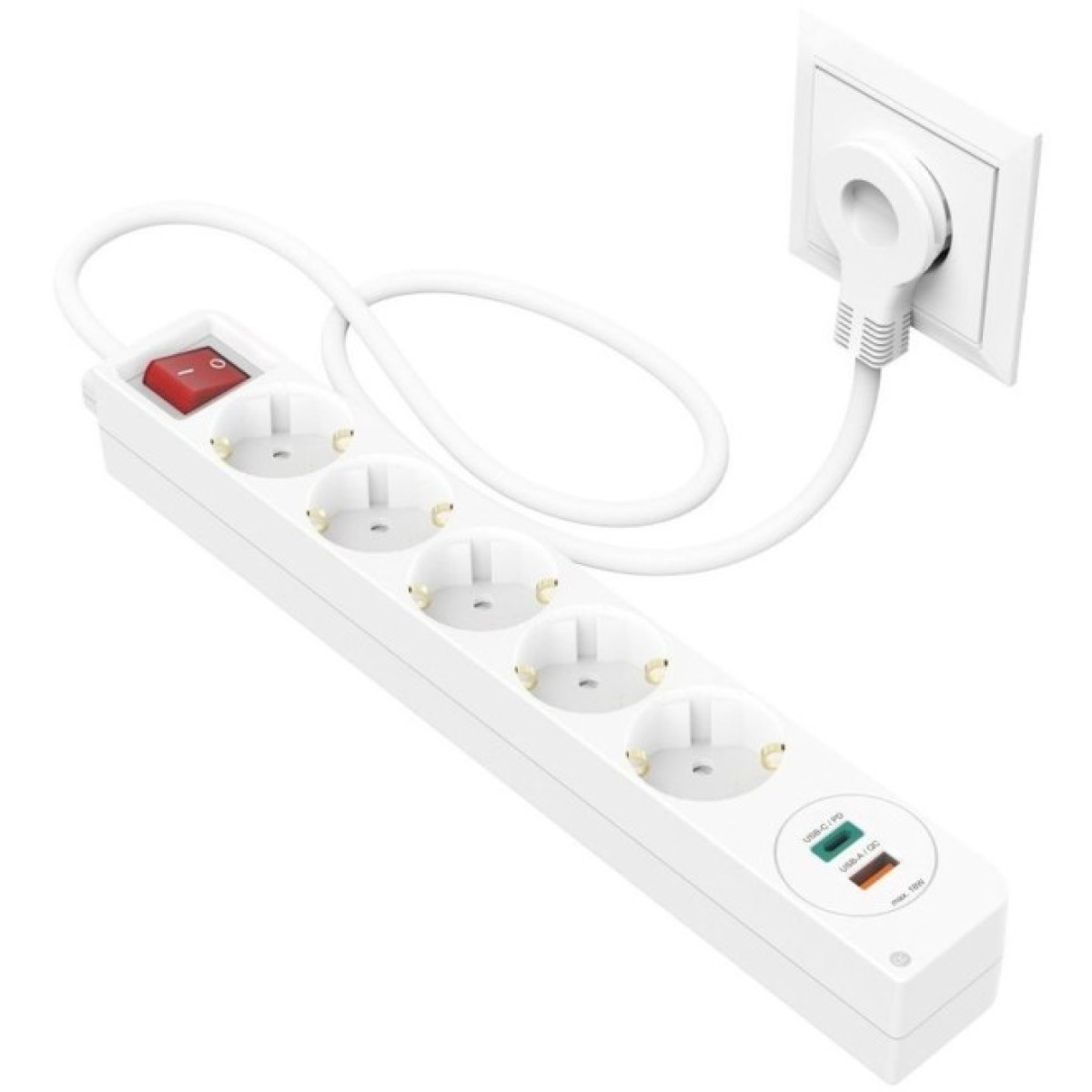 Сетевой удлинитель 5XSchuko, 1.4м USB-C/A, PD/QC Hama White (00133758) 98_98.jpg - фото 2