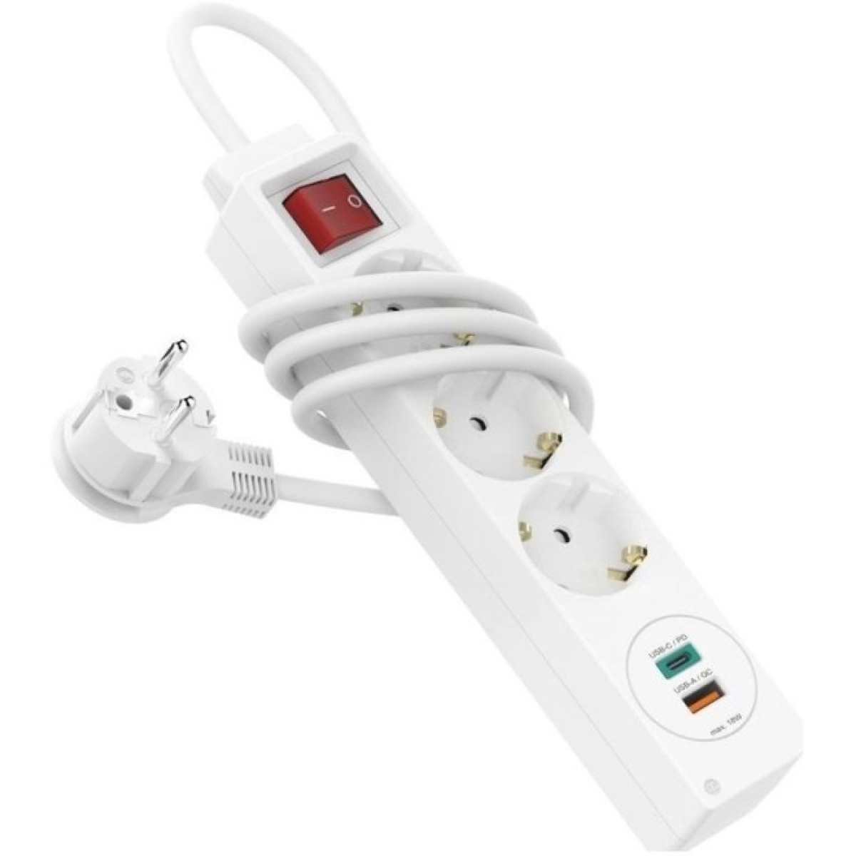 Сетевой удлинитель 3хSchuko, 1.4м USB-C/A, PD/QC Hama White (00133757) 98_98.jpg - фото 3