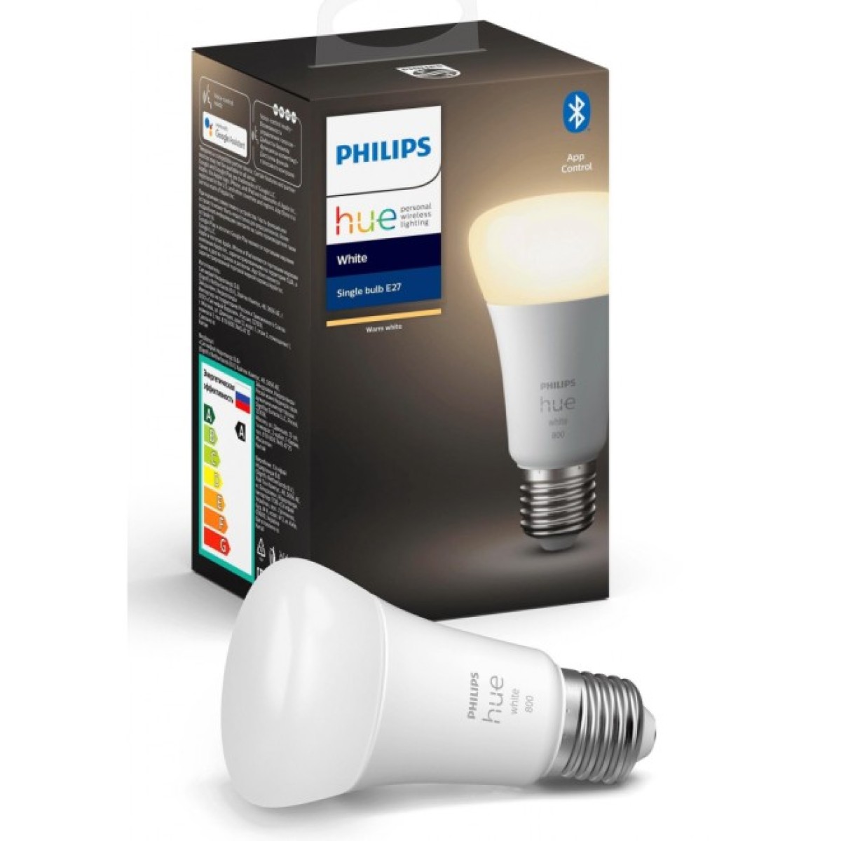 Умная лампочка Philips Hue Single Bulb E27, White, BT, DIM (929001821618) 256_256.jpg