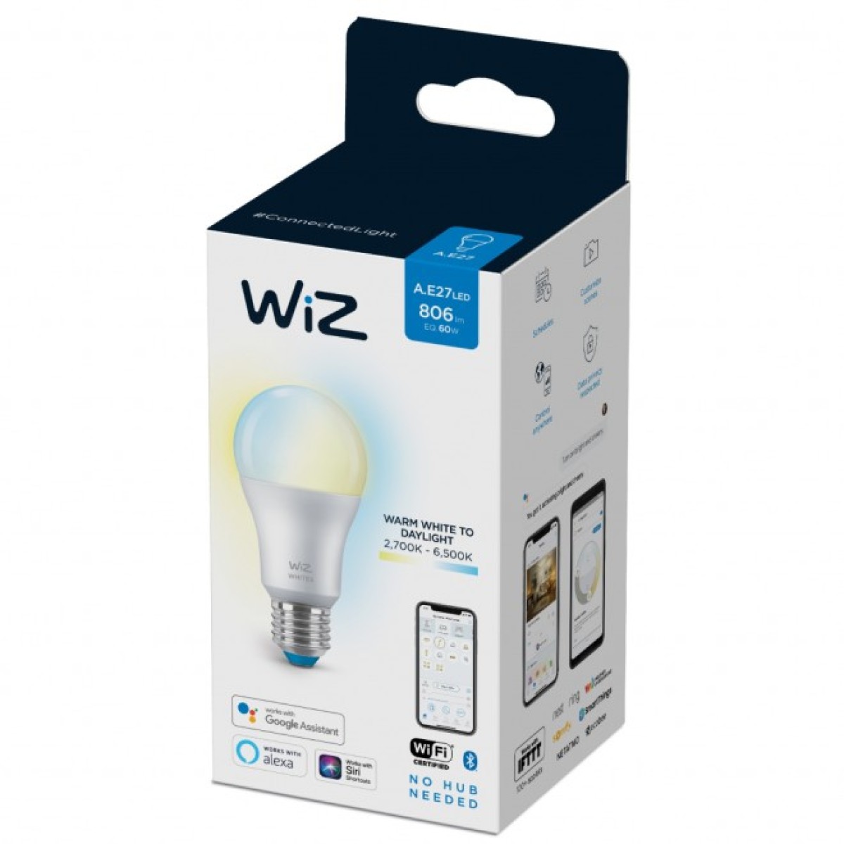 Розумна лампочка WiZ E27 8W(60W 806Lm) A60 2700-6500K Wi-Fi (929002383502) 98_98.jpg - фото 5