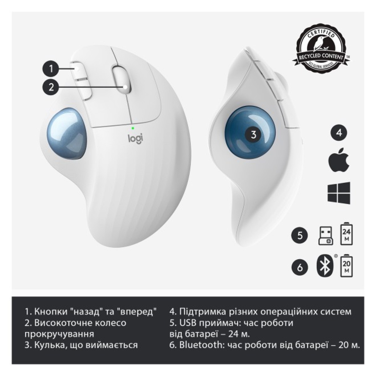 Мишка Logitech Ergo M575 Wireless Trackball Off-white (910-005870) 98_98.jpg - фото 2