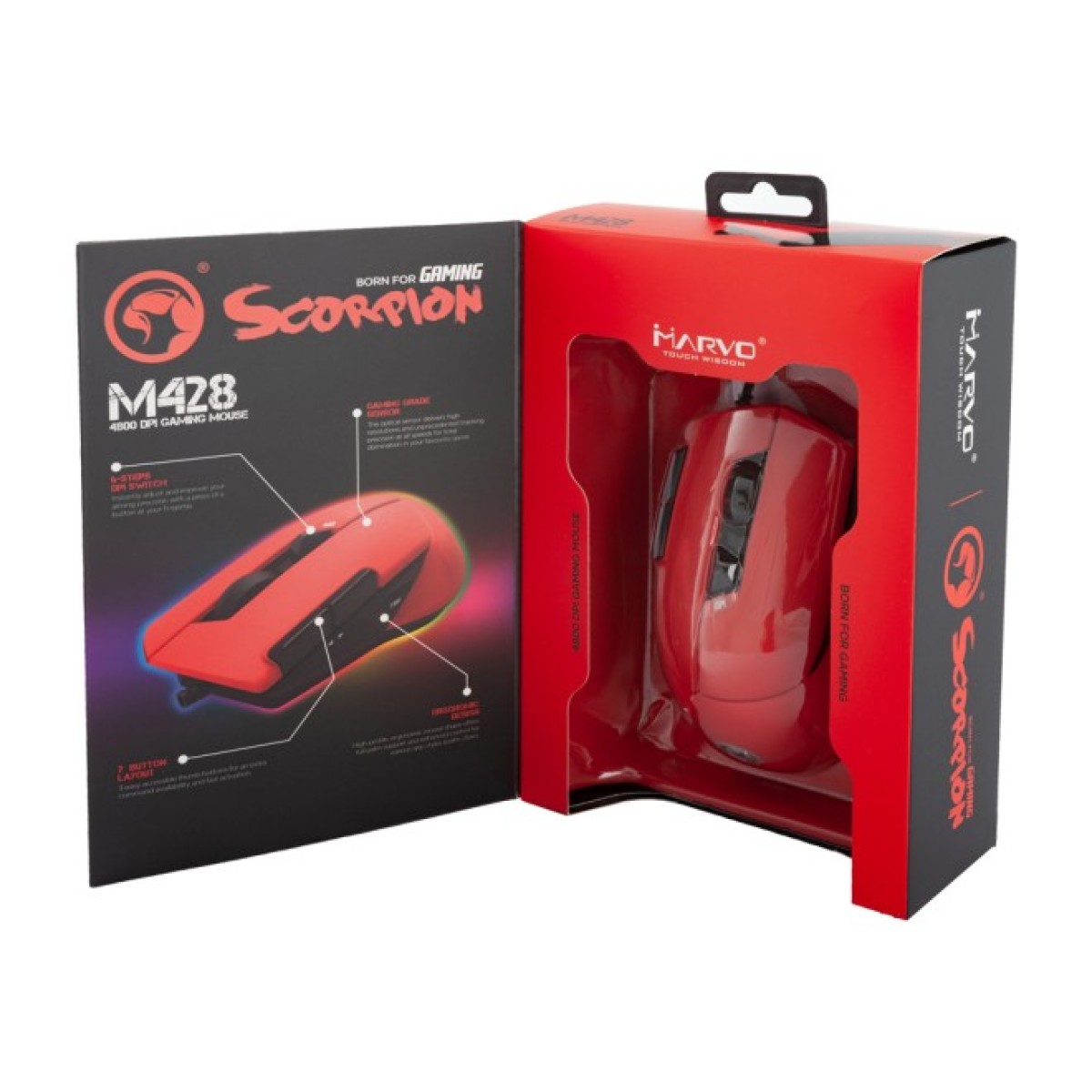 Мишка Marvo M428 RGB-LED USB Red (M428 Red) 98_98.jpg - фото 7