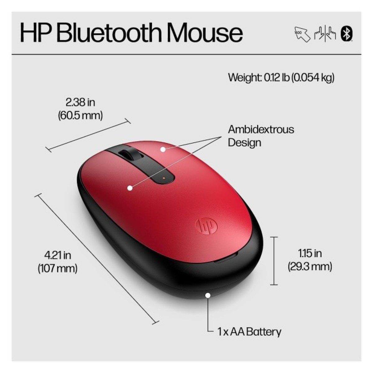 Мишка HP 240 Bluetooth Red (43N05AA) 98_98.jpg - фото 2