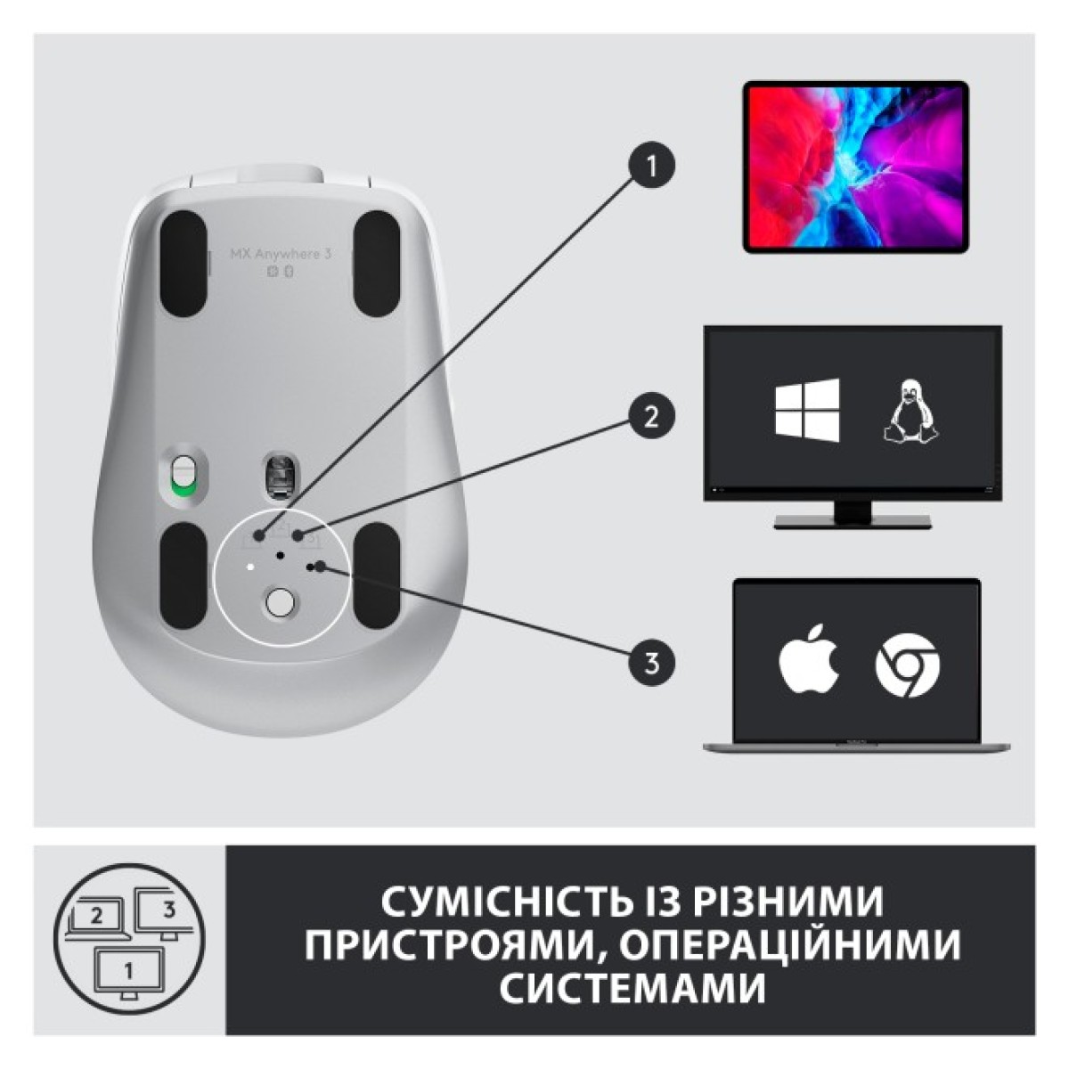 Мышка Logitech MX Anywhere 3 Performance for Business Wireless Pale Grey (910-006216) 98_98.jpg - фото 5