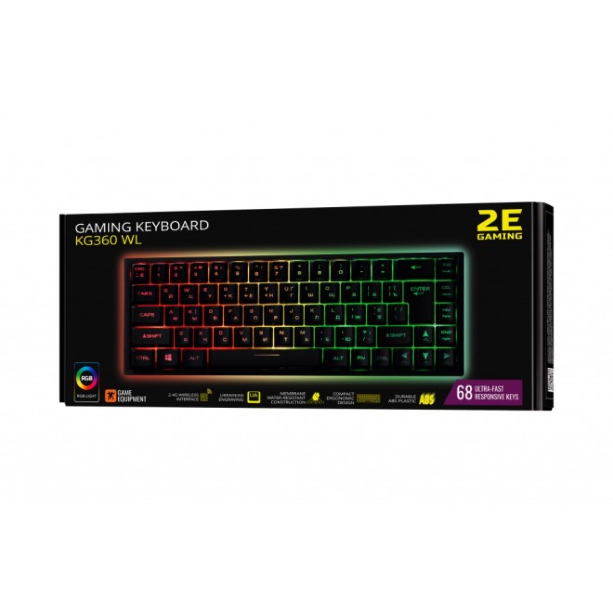 Клавіатура 2E GAMING KG360 RGB 68key Wireless Black (2E-KG360UBK) 98_98.jpg - фото 5