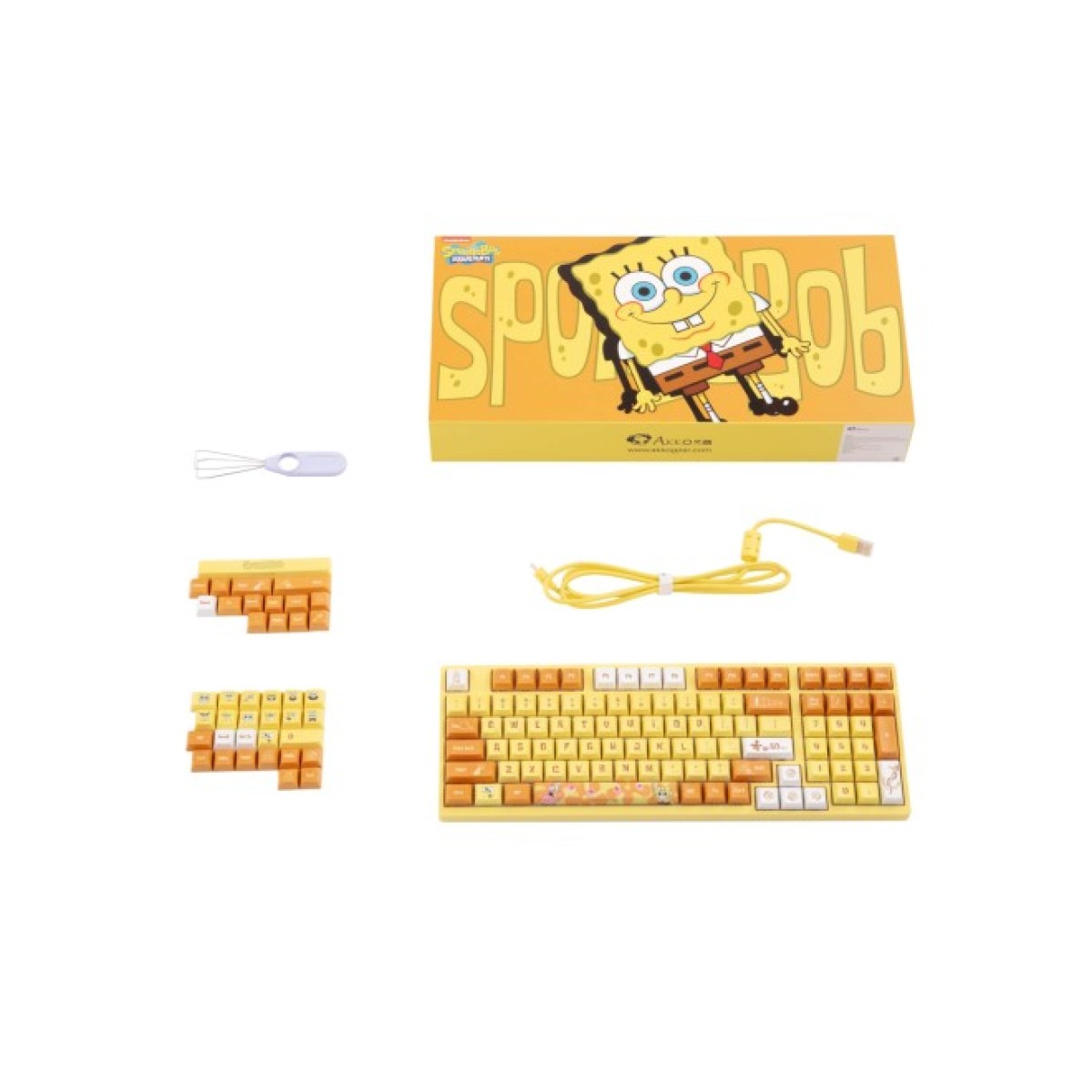 Клавіатура Akko 3098S Sponge Bob 98Key CS Sponge Hot-swappable USB UA RGB Yellow (6925758613880) 98_98.jpg - фото 2