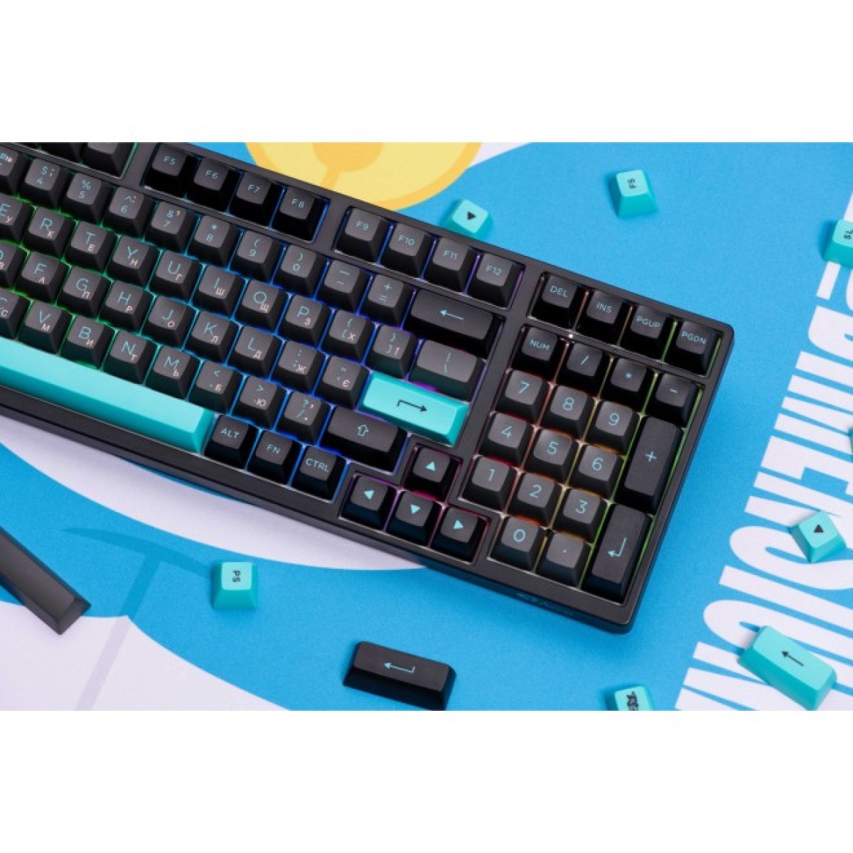 Клавіатура Akko 3098B BlackCyan 98Key CS Jelly White Hot-swappable UA RGB Black (6925758617635) 98_98.jpg - фото 2