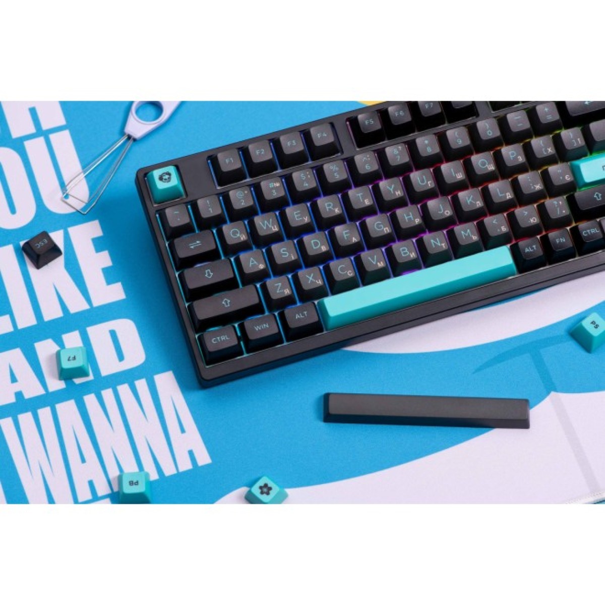 Клавіатура Akko 3098B BlackCyan 98Key CS Jelly White Hot-swappable UA RGB Black (6925758617635) 98_98.jpg - фото 3