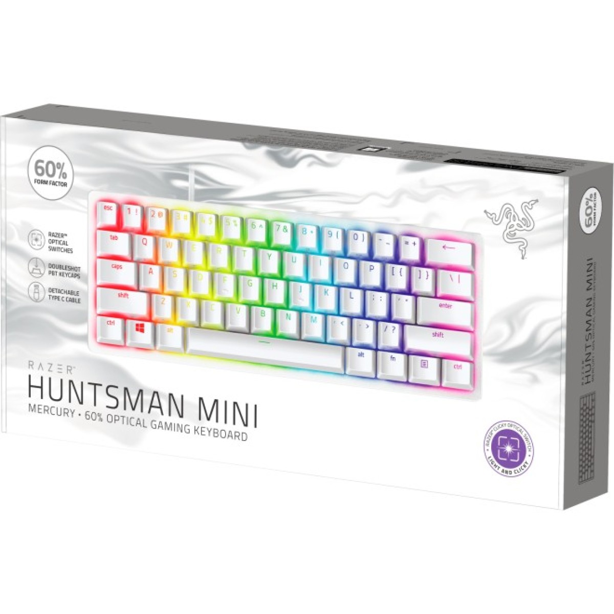 Клавиатура Razer Huntsman mini Mercury Red Switch USB RU White (RZ03-03392200-R3R1) 98_98.jpg - фото 3