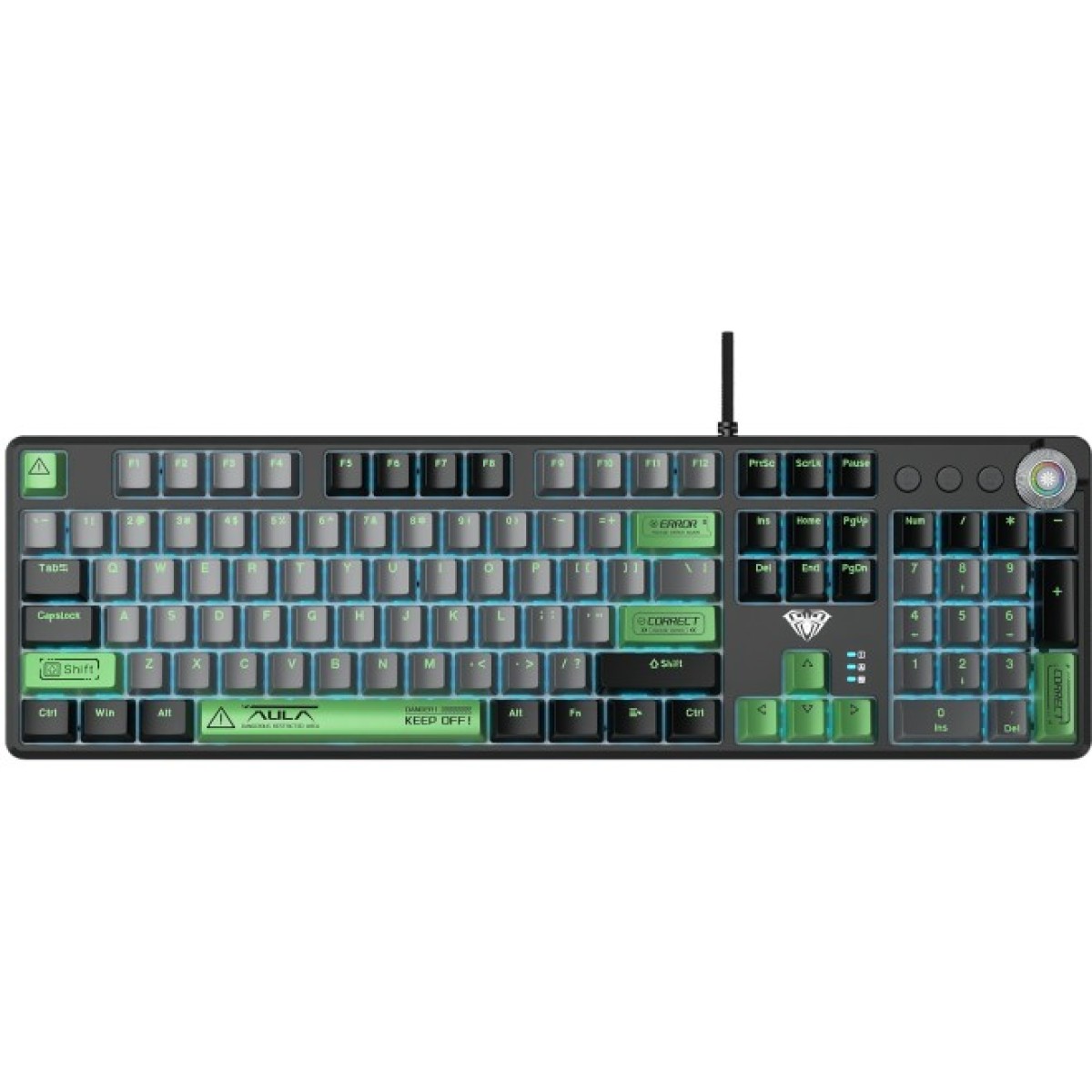 Клавиатура Aula F2088 PRO Plus 9 Green Keys KRGD Blue USB UA Black/Gray (6948391234892) 98_98.jpg - фото 1