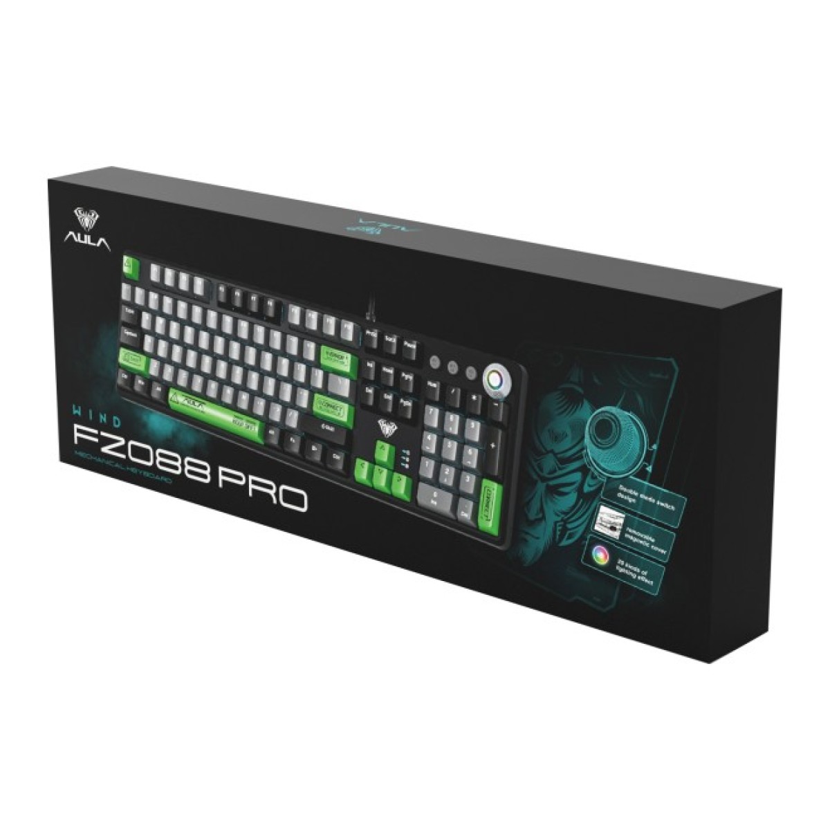 Клавіатура Aula F2088 PRO Plus 9 Green Keys KRGD Blue USB UA Black/Gray (6948391234892) 98_98.jpg - фото 4